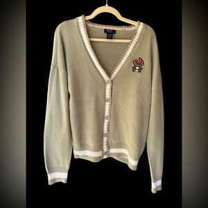 Thorn & Fable Mushroom Frog Varsity Cardigan Size Medium